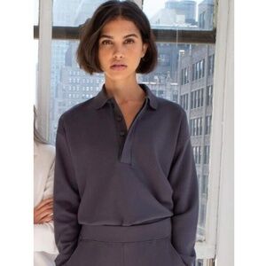 AYR The Cool Polo in Grey Pima Cotton Blend Small